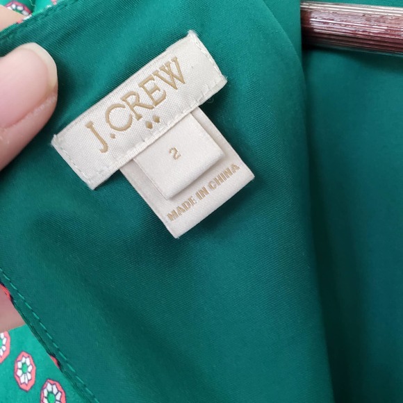 J. Crew Green Pink Floral Printed Short-Sleeve Gallery Shift Dress Size 2 - Picture 6 of 8